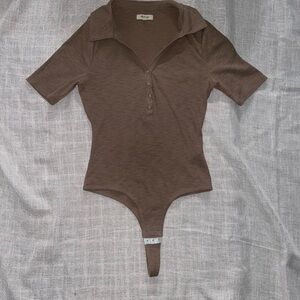Madewell Brown Collared Bodysuit